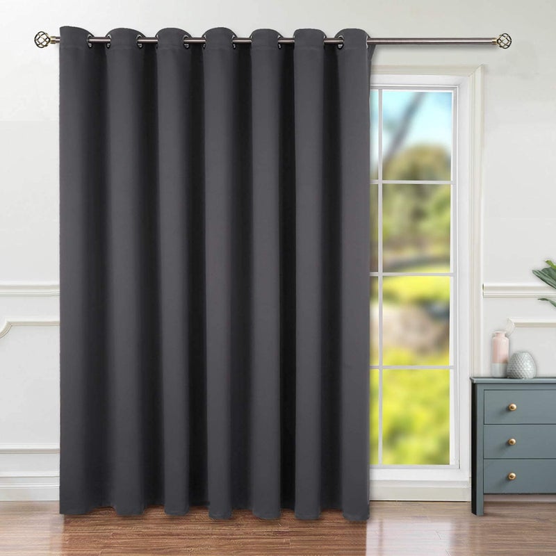 BGment Room Divider Curtain 84 Inch Length - Extra Wide Blackout Curtain for Sliding Glass Door Thermal Insulated Grommet Patio Door Curtain, 1 Panel, Dark Grey, 100 x 84 Inch - Image 2